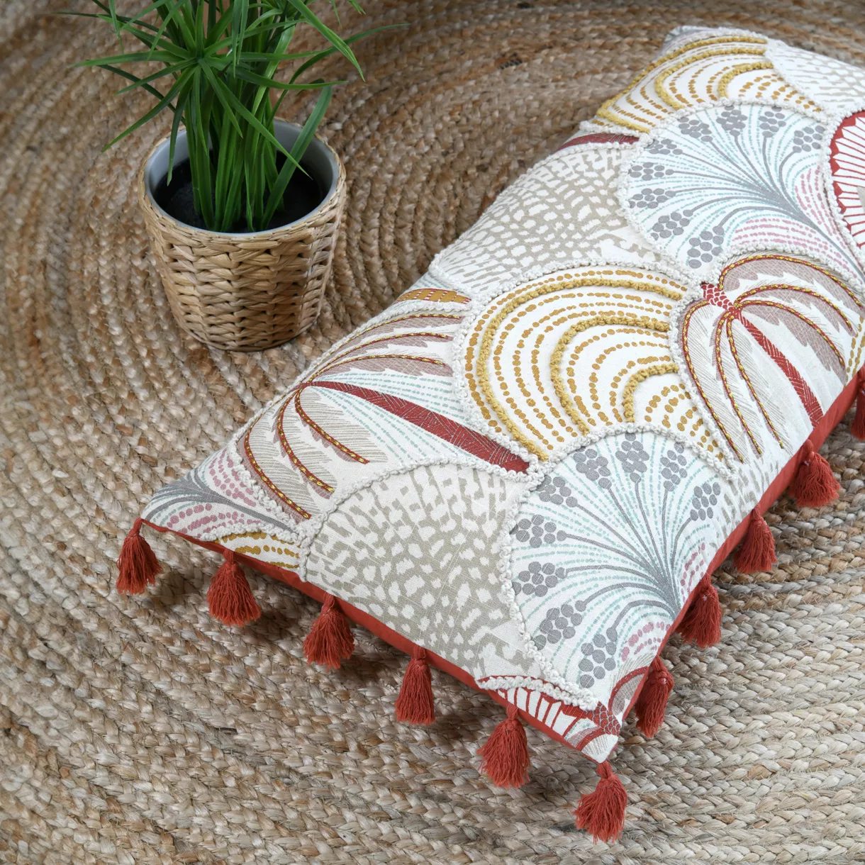 Coussin rectangulaire coton (35 x 70 cm) Aswan Terracotta
