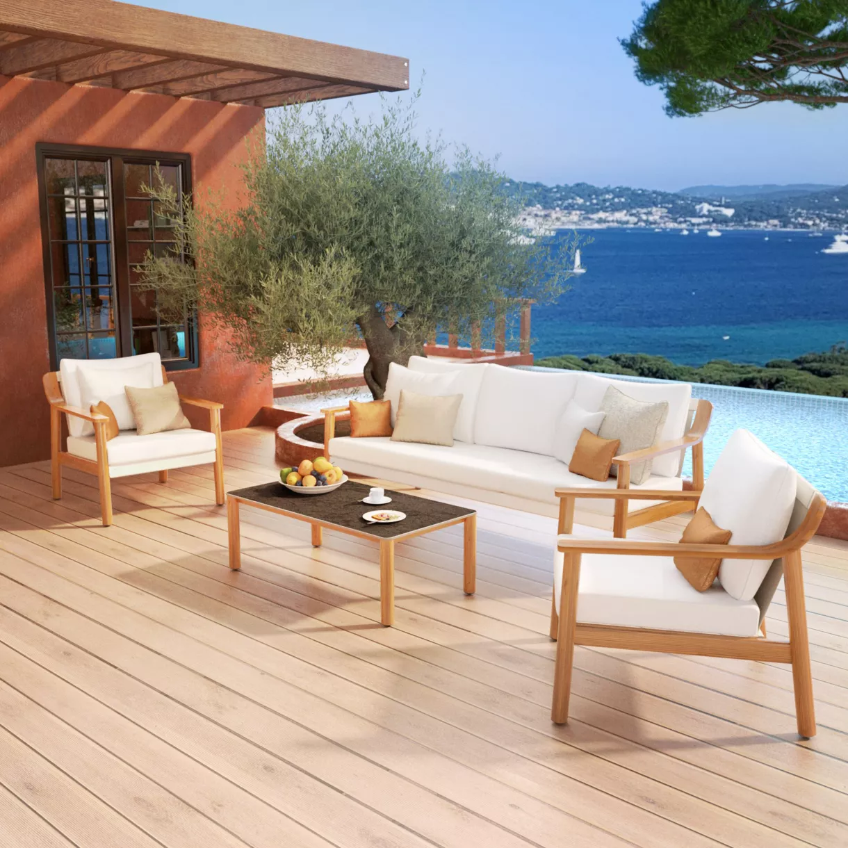 Salotto da giardino alluminio 5 posti Phuket - Beige