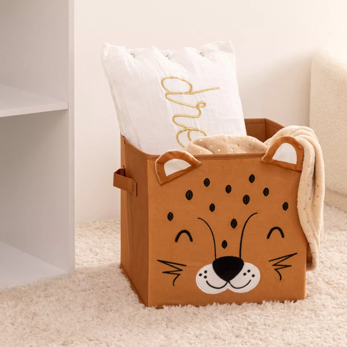 Vouwbaar fluwelen opbergmandje voor kinderen (29 x 29 cm) Léo Bruin