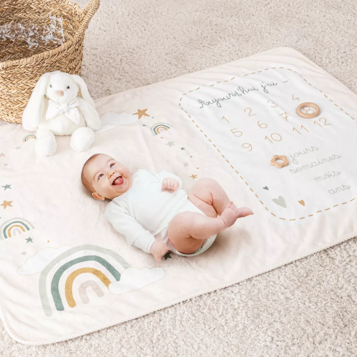 Babydeken stap (120 x 80 cm) Regenboog Multicolor