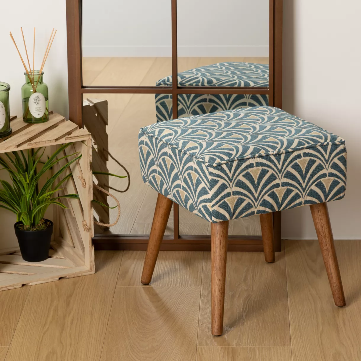 Houten krukje (H42 cm) Chiara Blauw