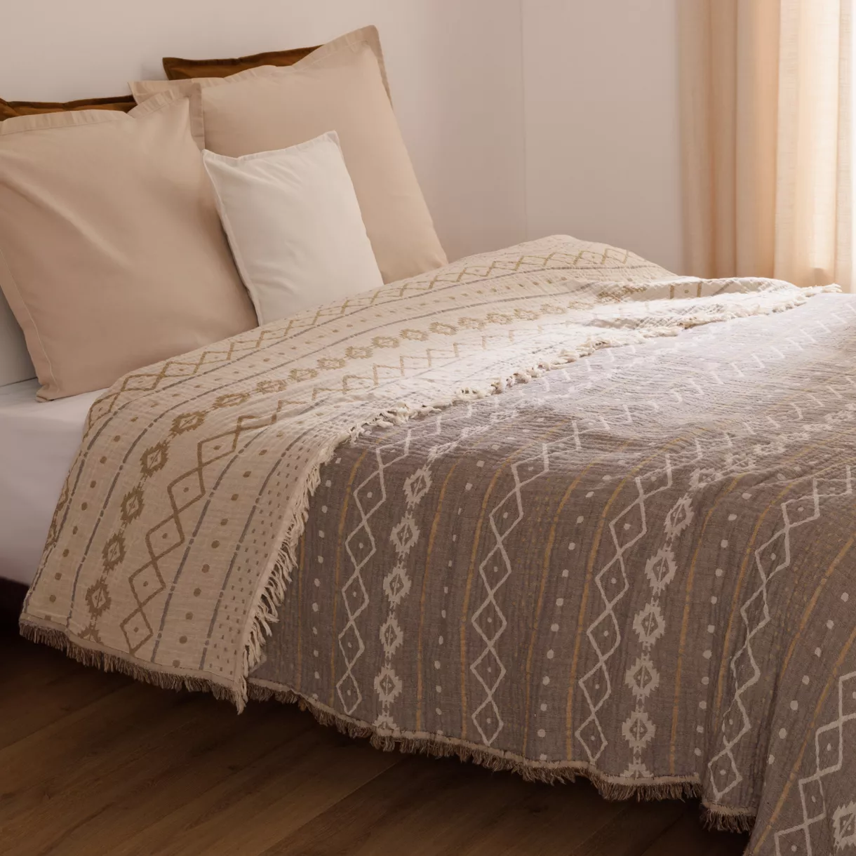 Tagesdecke Baumwolle (240 x 260 cm) Mirohia Braun