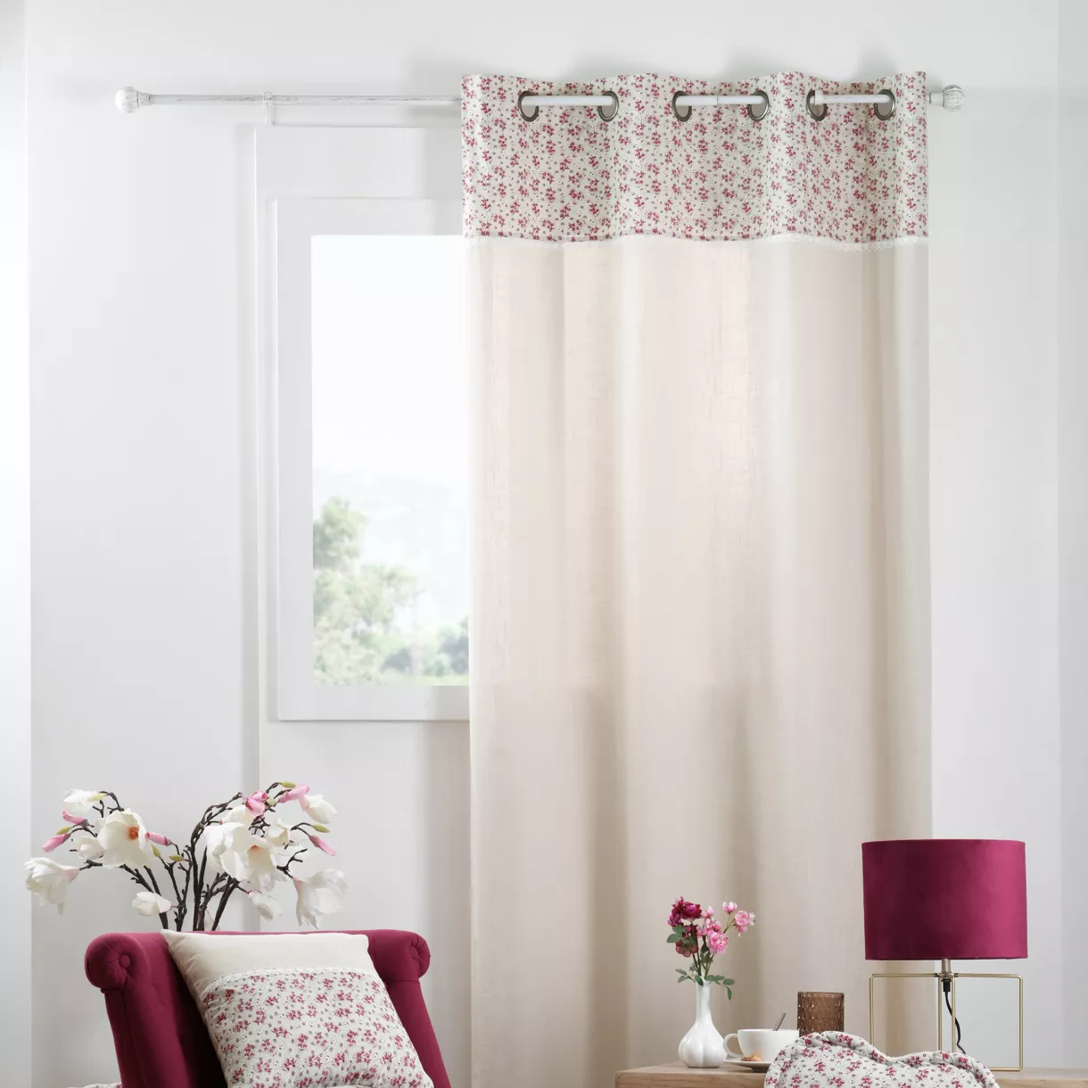 Rideau coton (140 x 260 cm) Ginny Rose