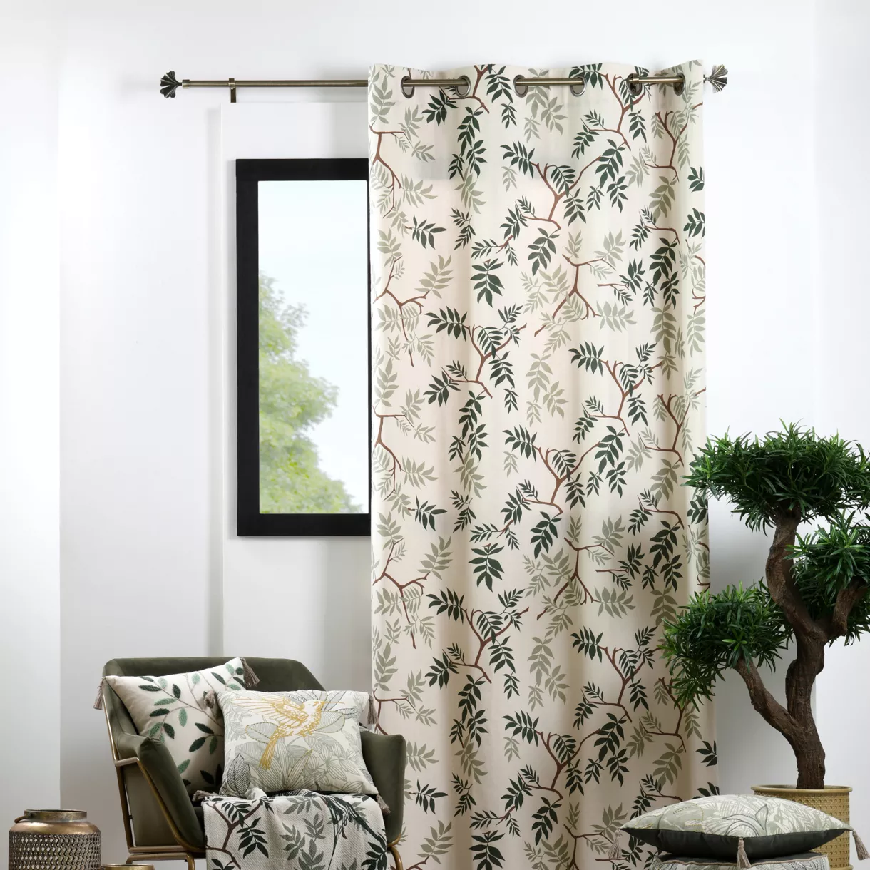 Rideau coton (140 x 260 cm) Botanys Ecru
