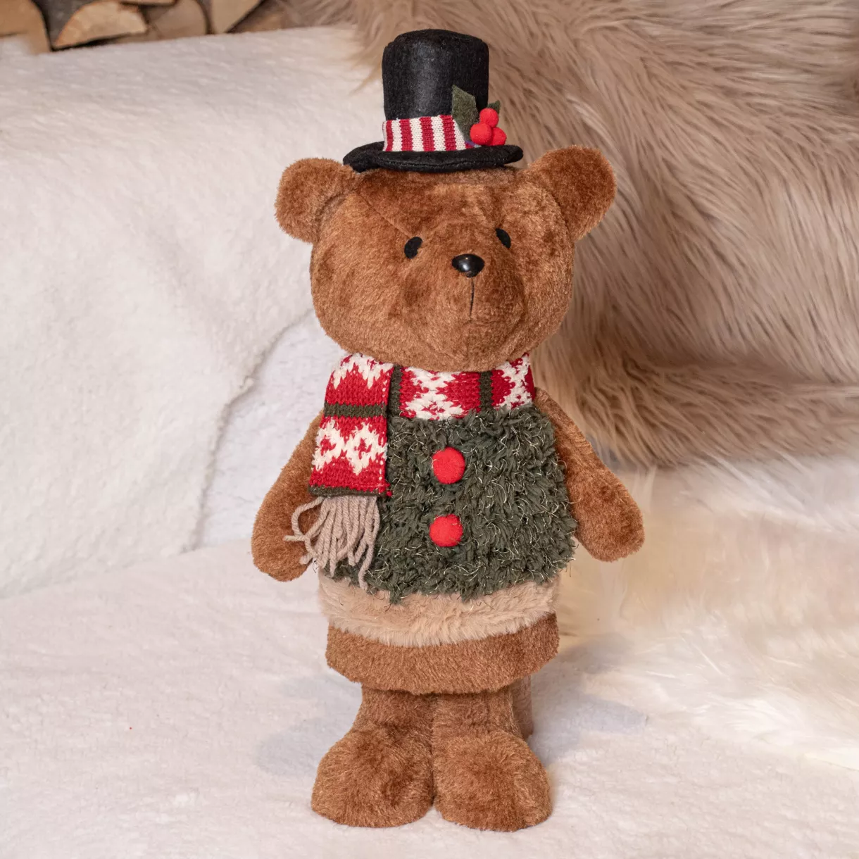 eminza Ourson de Noël déco (H46 cm) Teddy en beau costume
