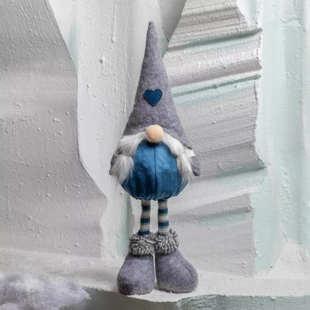 Kerst kabouter (H50 cm) Huguette puntige hoed Grijs