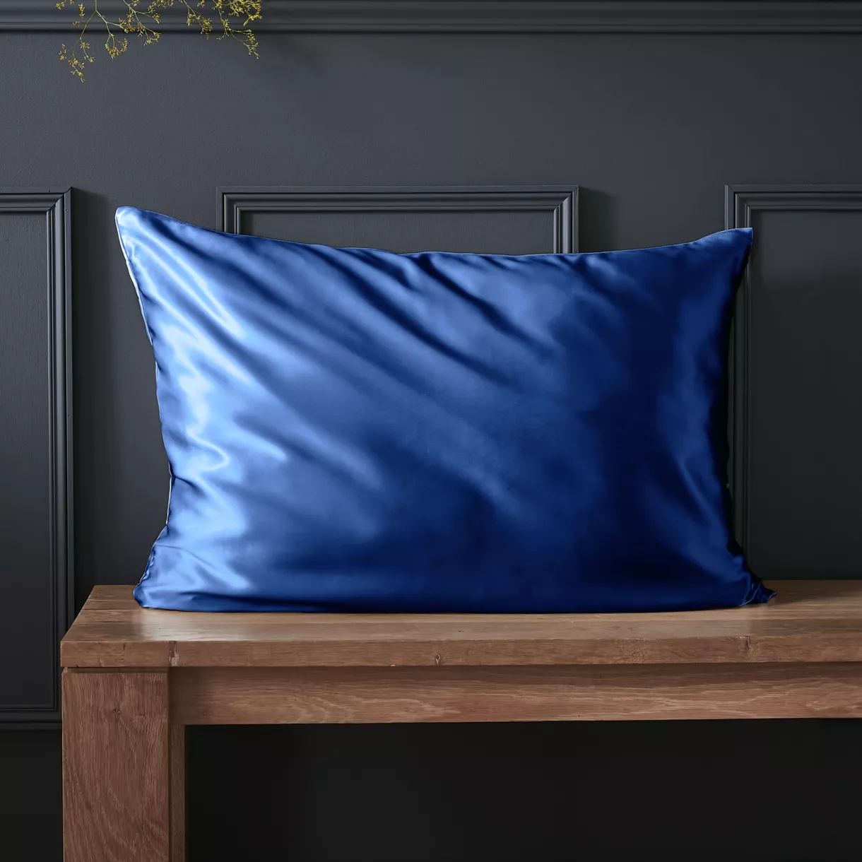 Taie d'oreiller rectangulaire soie de mûrier (50 x 80 cm) Mizuki Bleu marine