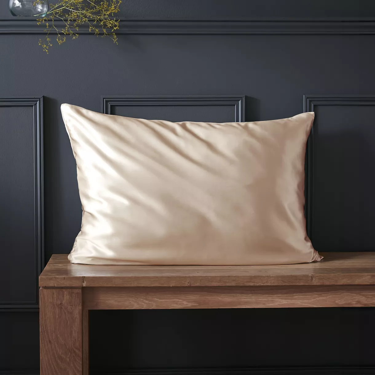 Funda de almohada rectangular de seda de morera (50 x 70 cm) Mizuki Beige pampa