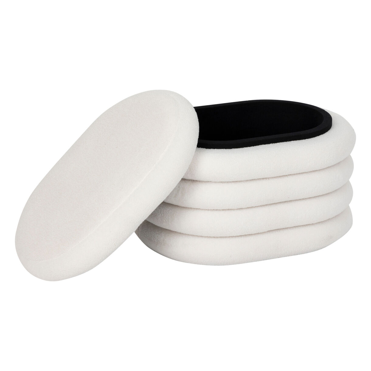 Pouf de rangement bouclette (L59 cm) Giulia Blanc