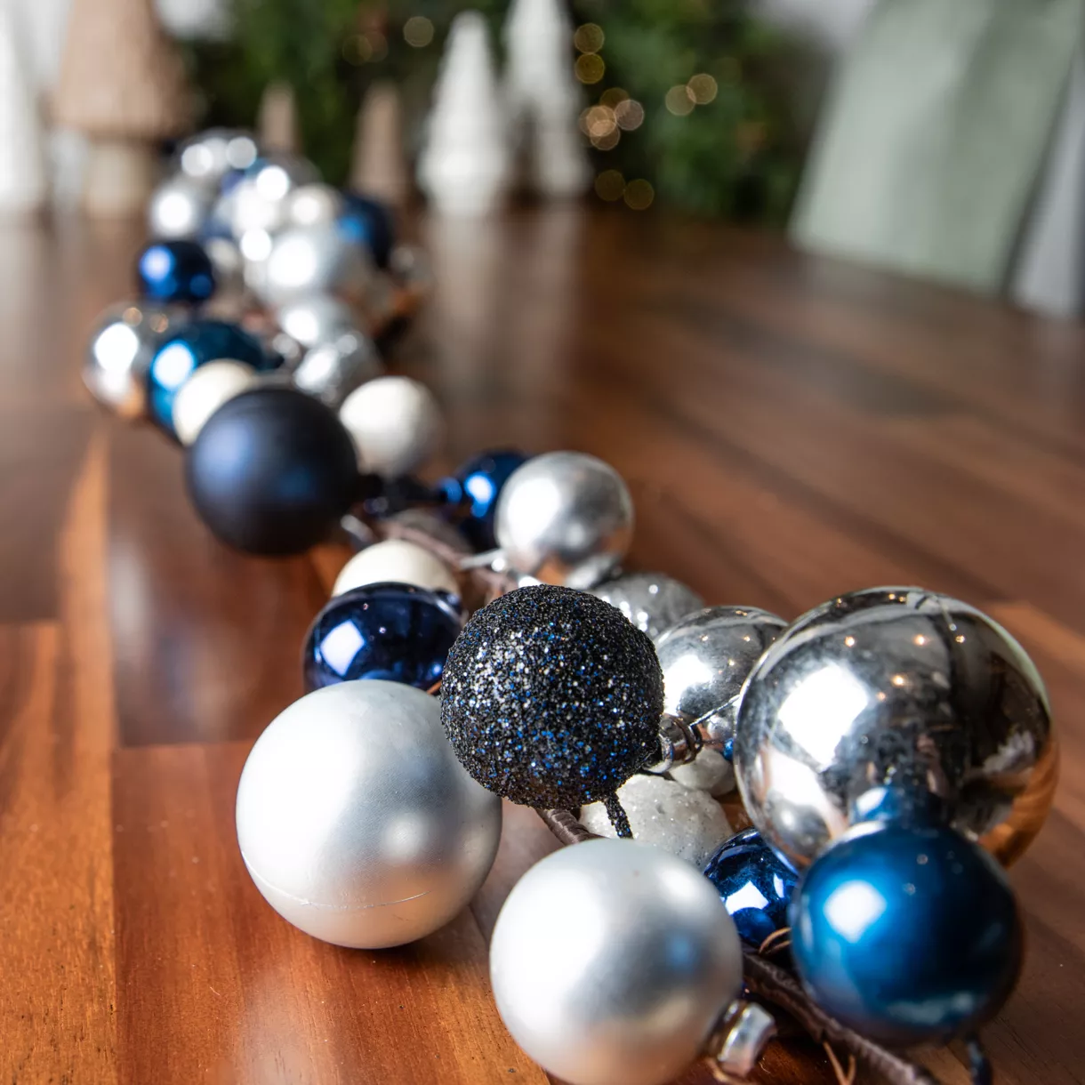 Guirlande de Noël (180 cm) Boules de Noël Bleu nuit