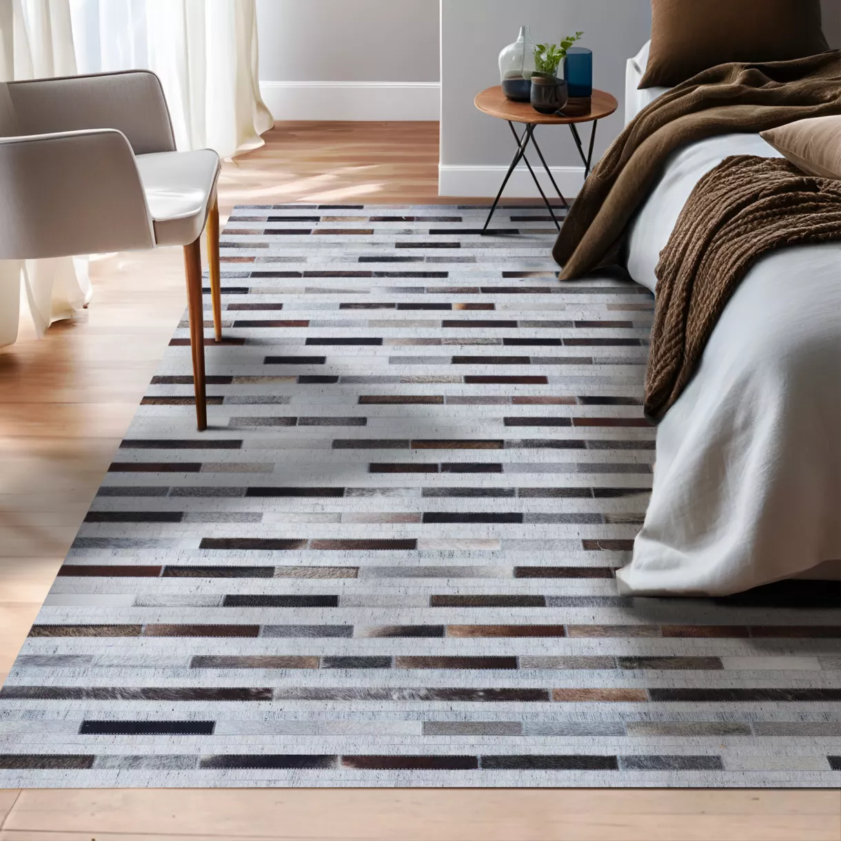 Alfombra rectangular de salón de lana jacquard (160 x 230 cm) Sanjay Gris