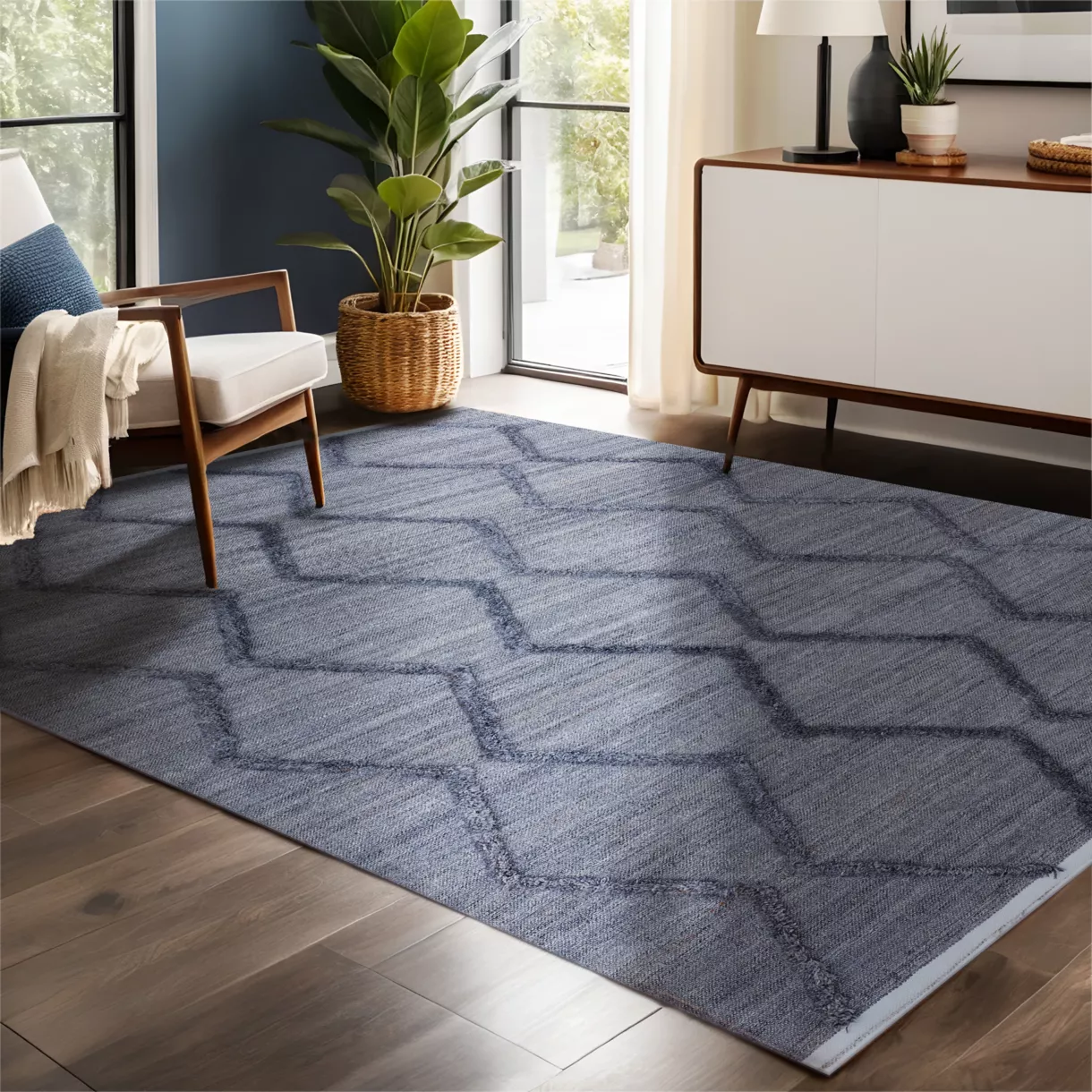 Alfombra rectangular de salón de material reciclado tuftada (160 x 230 cm) Noori Gris