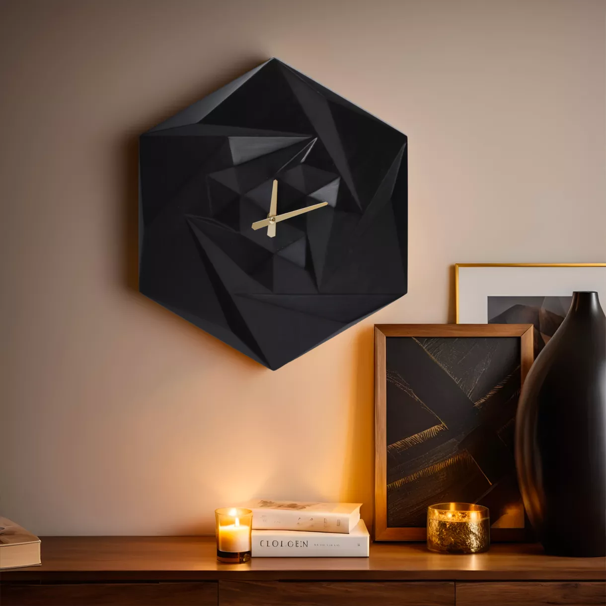 Reloj de pared de madera (D45 cm) Fidji Negro