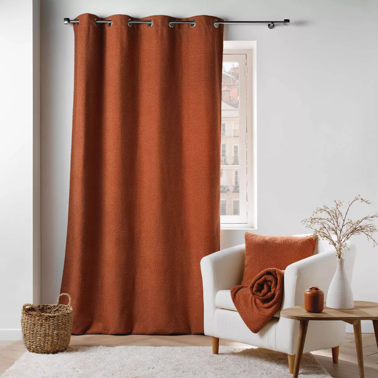 Cortina con rizos (140 x 240 cm) Wooly Terracota