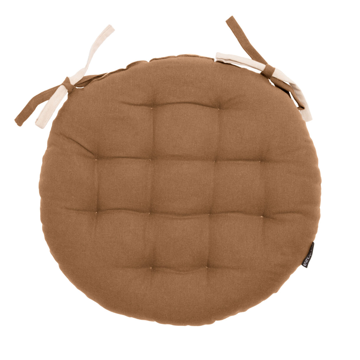 Galette de chaise ronde coton (40 cm) Pixel Bicolore Camel / beige