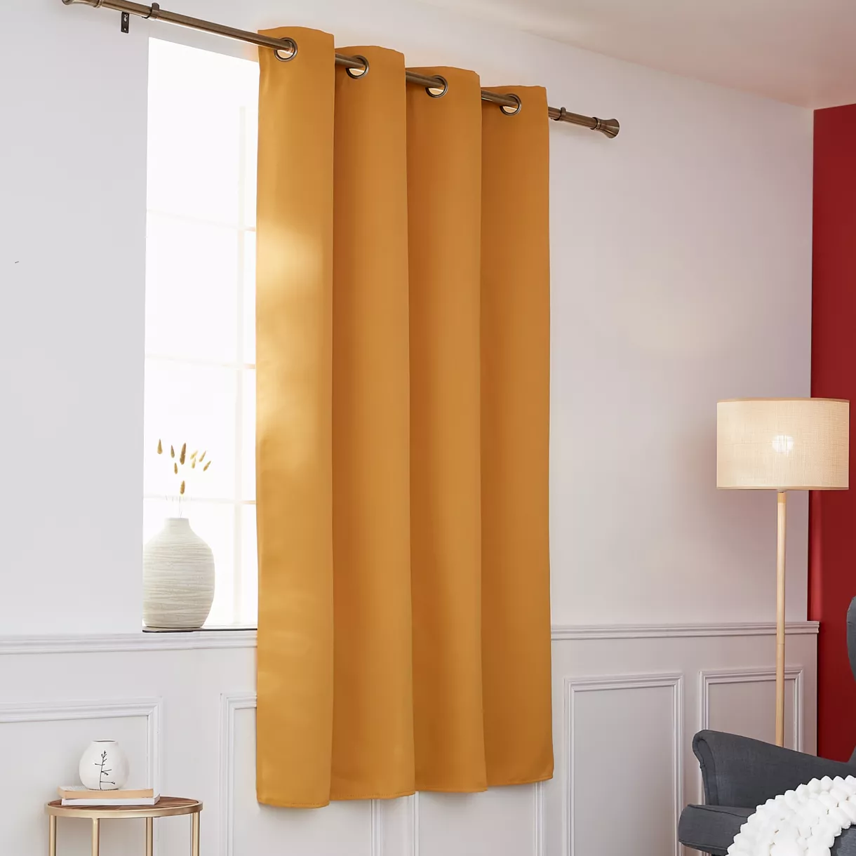 Cortina opaca térmica (140 x 180 cm) Calore Amarillo mostaza
