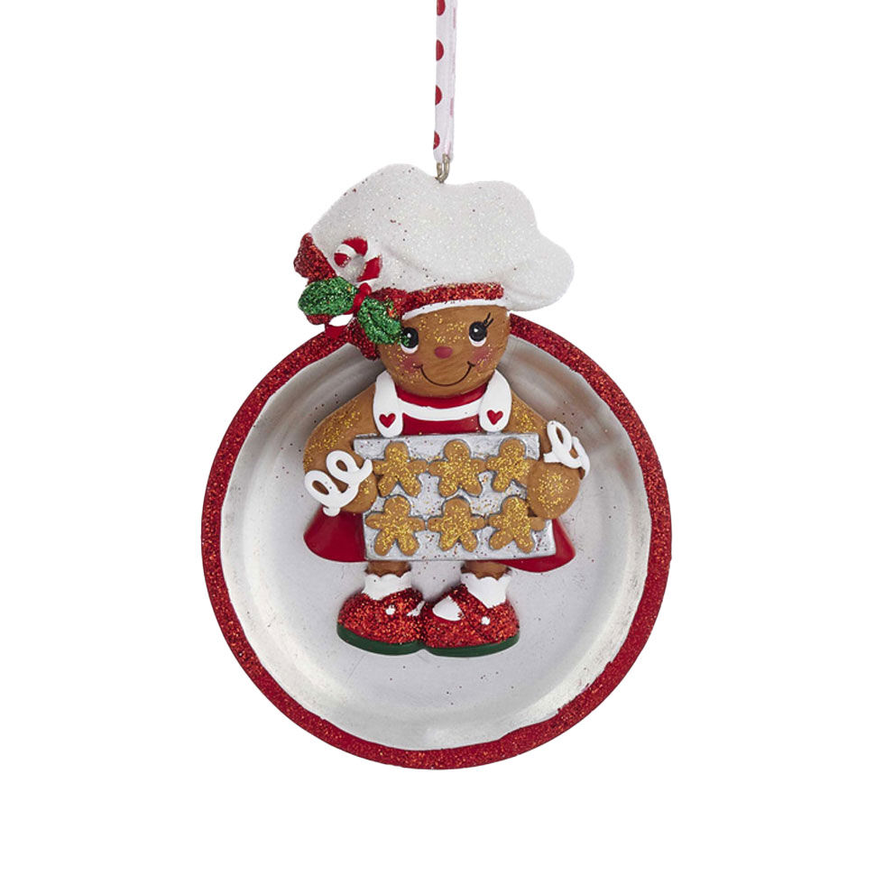 Decorazione da appendere di Natale (H7 cm) Ragazza Pan di zenzero glitterato