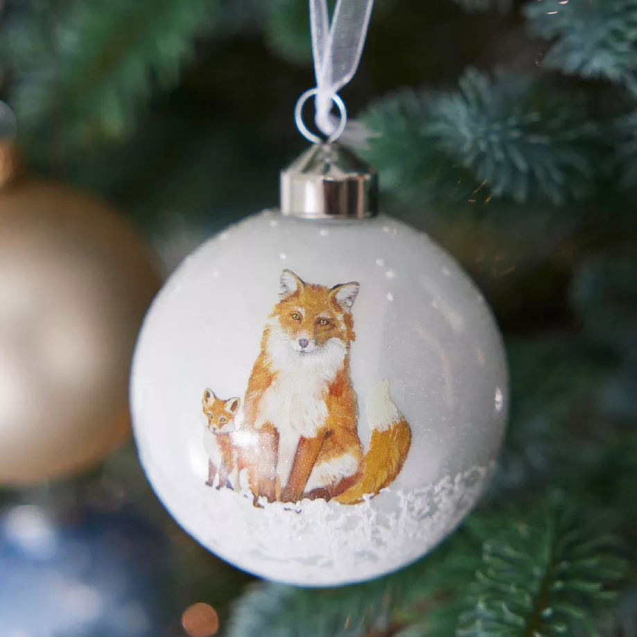 Lote de 12 bolas de Navidad de vidrio (D80 mm) Naturaleza nevada Blanco