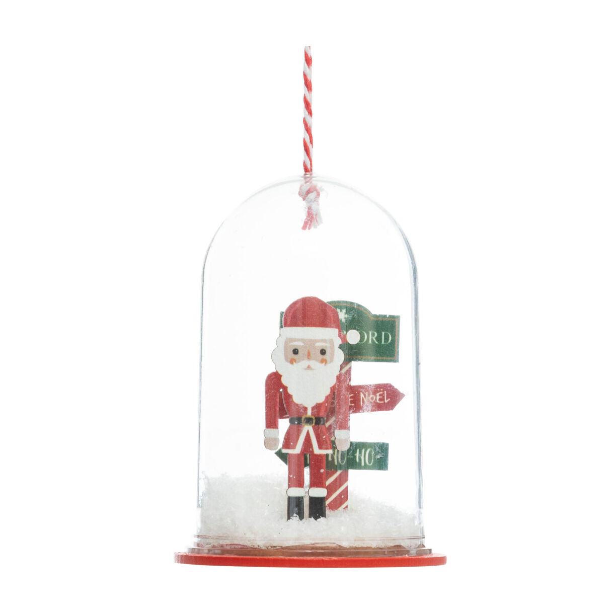 SUSPENSION DE NOEL PLAST DOME PN NEIGE 9CM