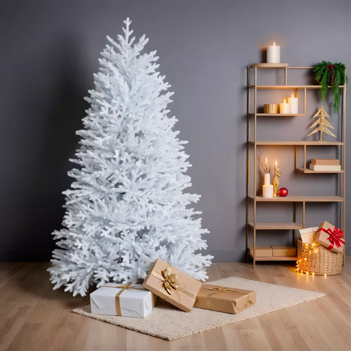 eminza Sapin de Noël artificiel H240 cm Quebec Blanc