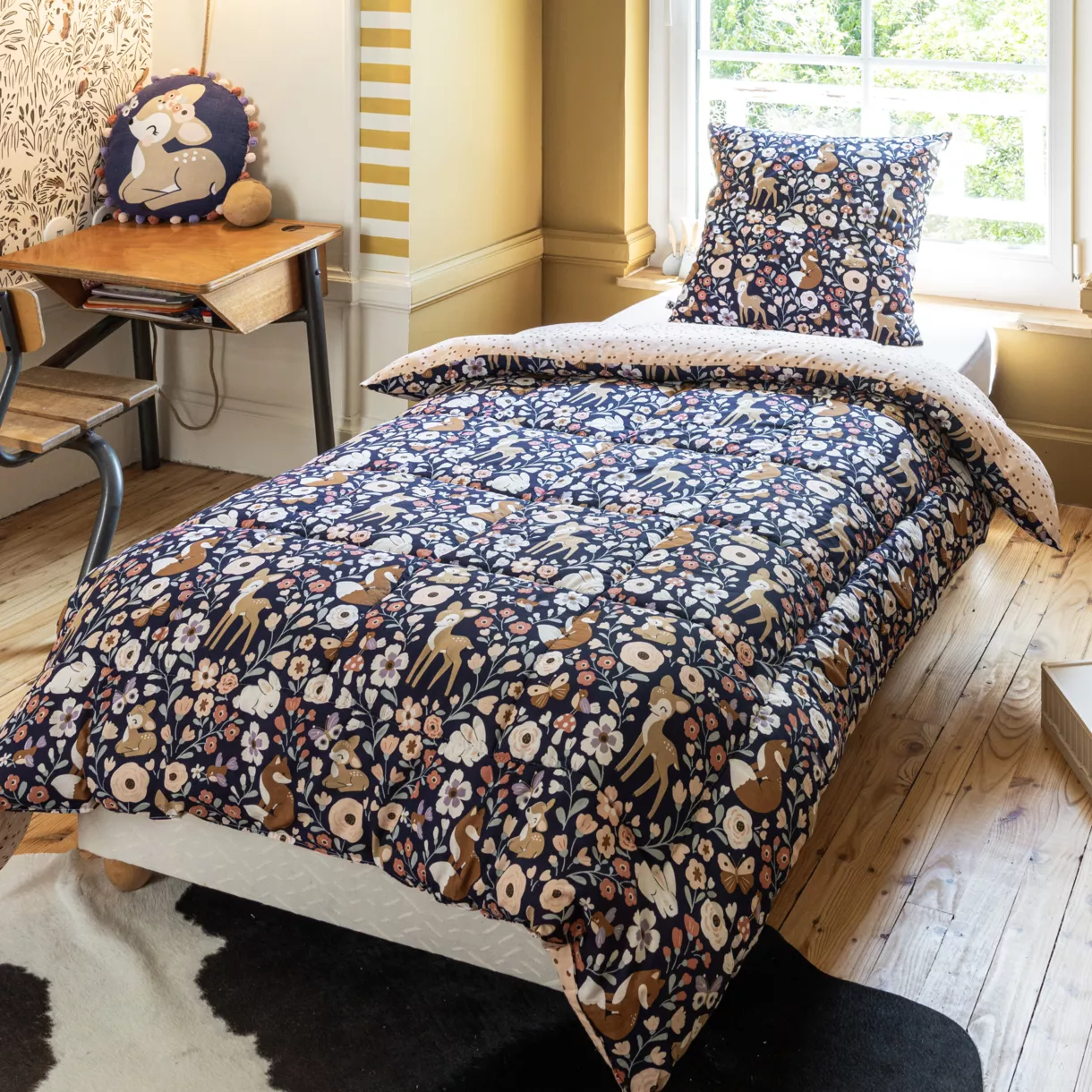 Edredón Nórdico y funda de almohada infantil con estampados  (140 x 200 cm) Forêt enchantée Multicolor