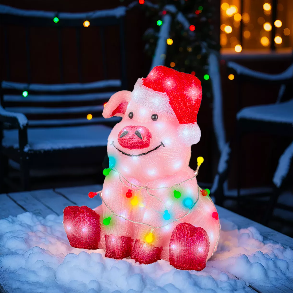 Helder varken 100 LED (H41 cm) Baby Gaston Multicolor