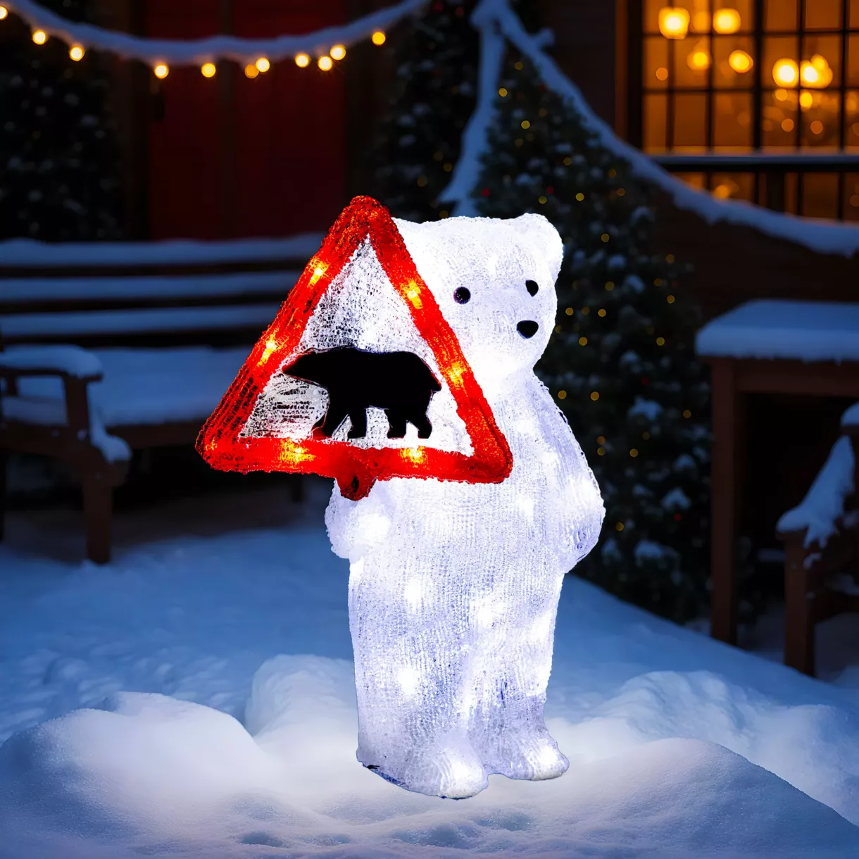 Ours polaire Solaire Blanc chaud 50 LED 2