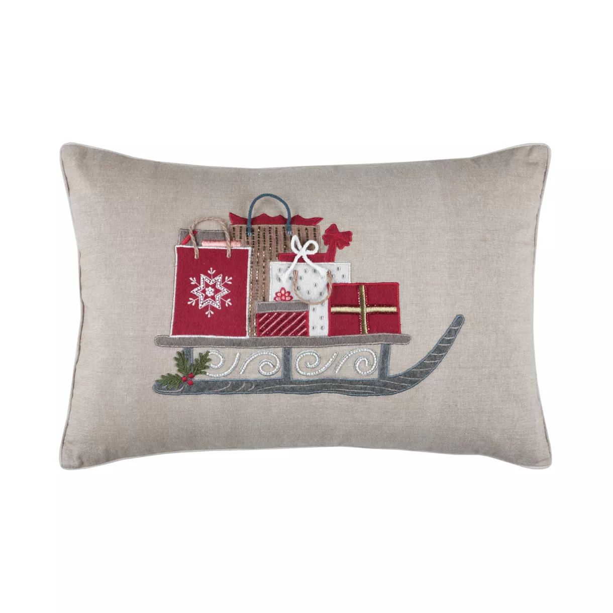 Rechthoekig katoenen kerstkussen (40 x 60 cm) Kerstavond geschenken Taupe