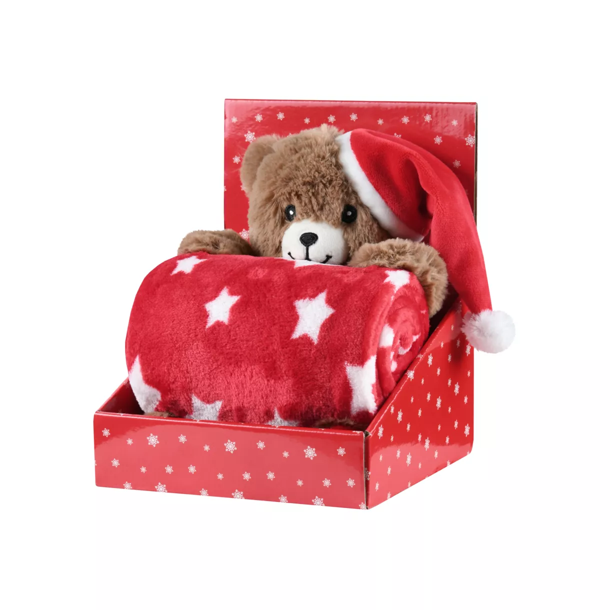 eminza Plaid de Noël (100 x 75 cm) et peluche Lucien Rouge