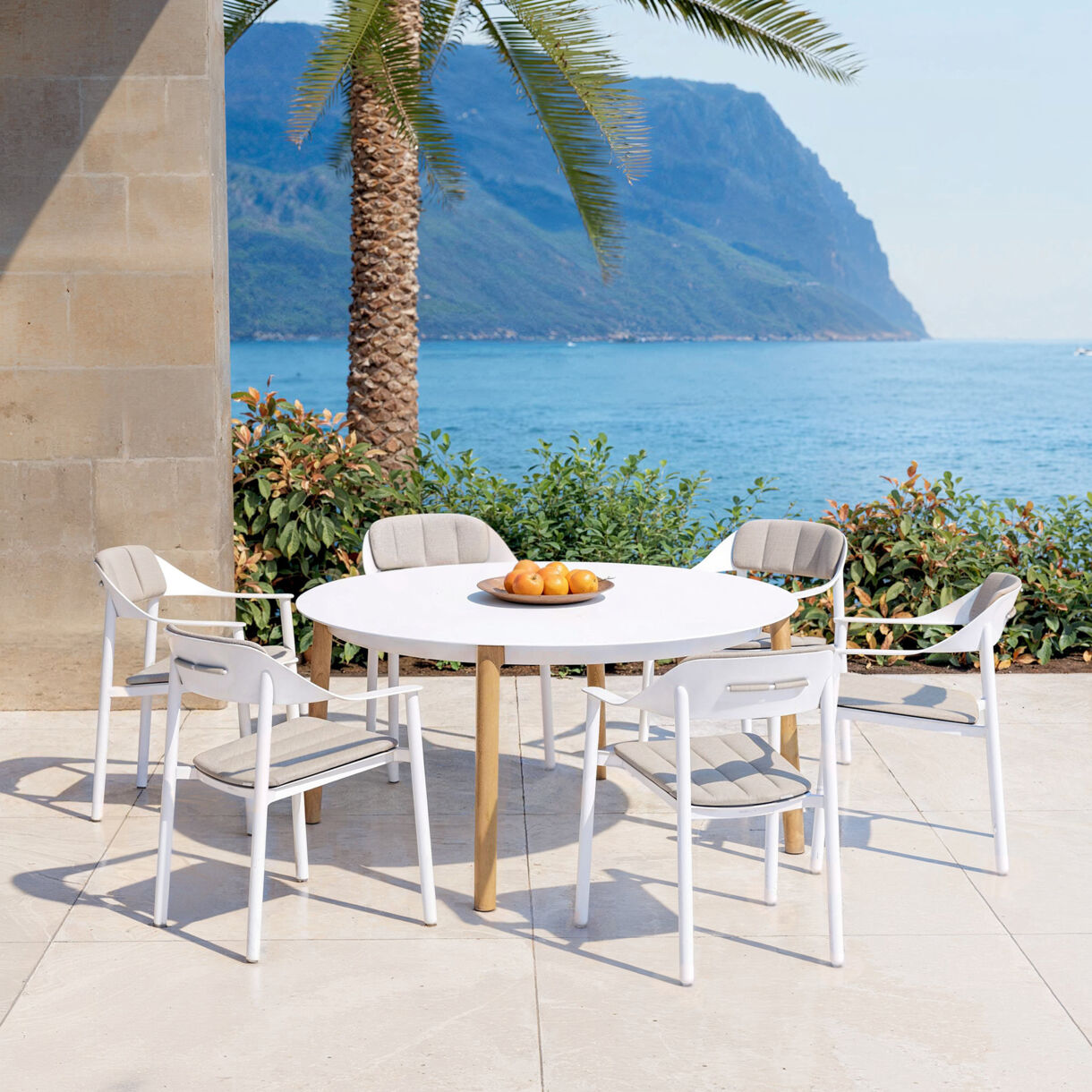 Table de jardin ronde aluminium 6 places (D149 cm) Monte Carlo - Blanc