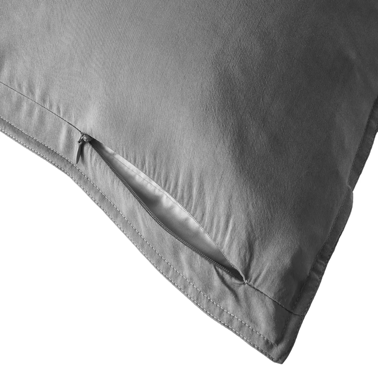 Taie d'oreiller carrée lyocell Tencel™ lavé (80 x 80 cm) Olivia Gris granit 