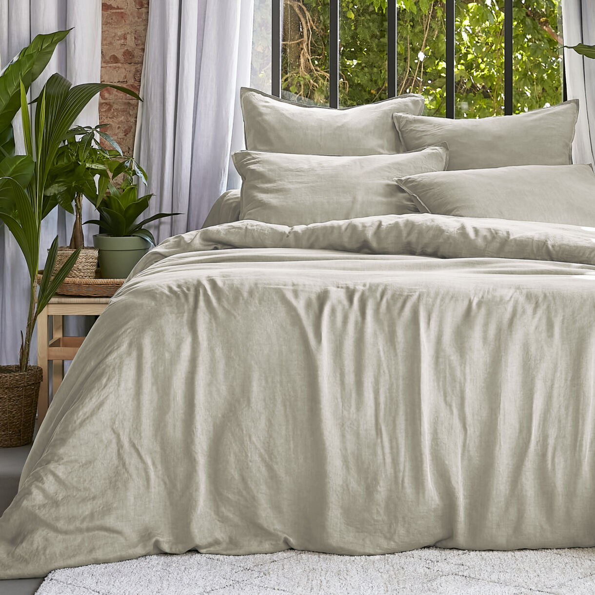 Bettbezug aus gewaschenem TENCEL™ Lyocell (260 x 240 cm) Olivia Beige pampa