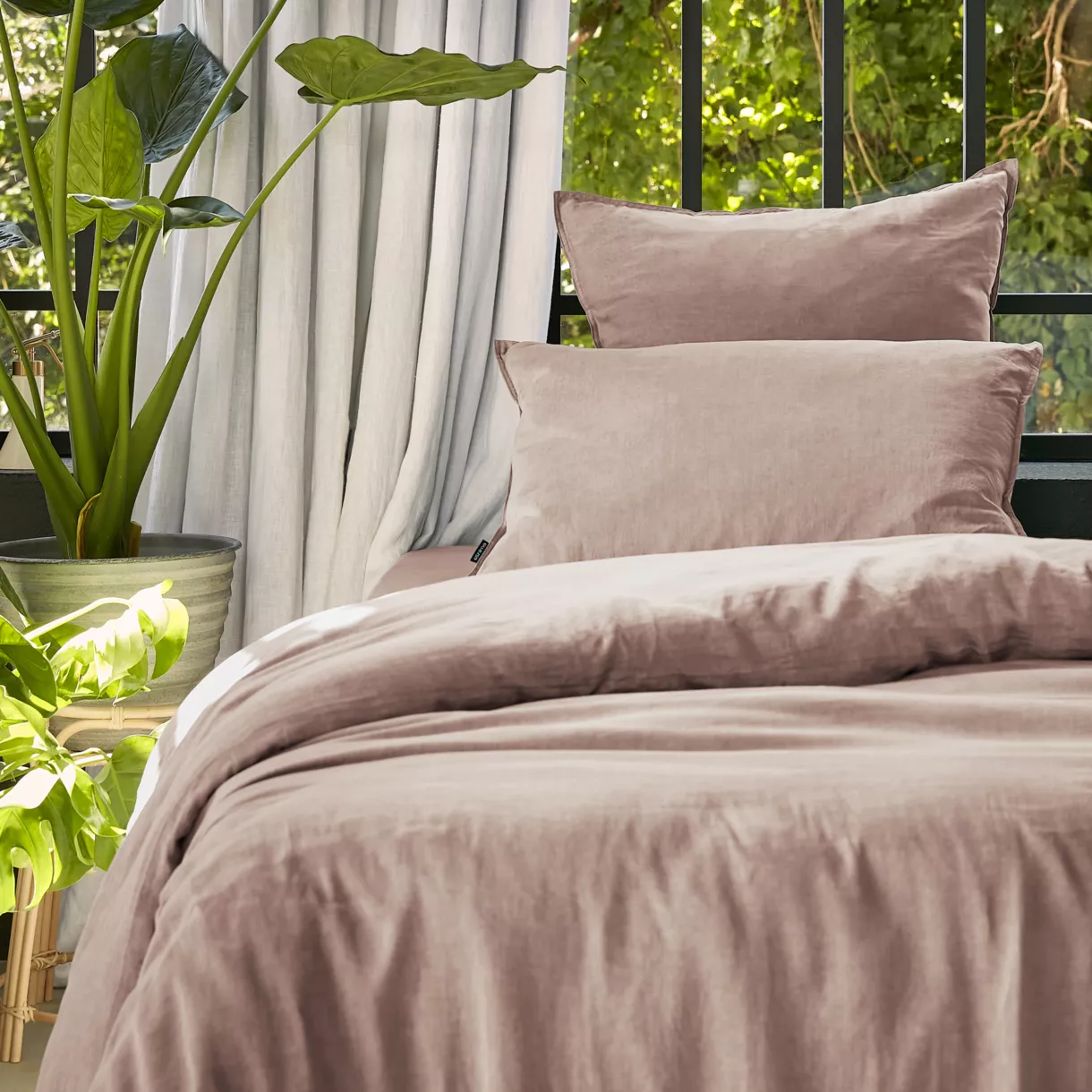 Dekbedovertrek gewassen TENCEL™ Lyocell (140 x 200 cm) Olivia Poederroze