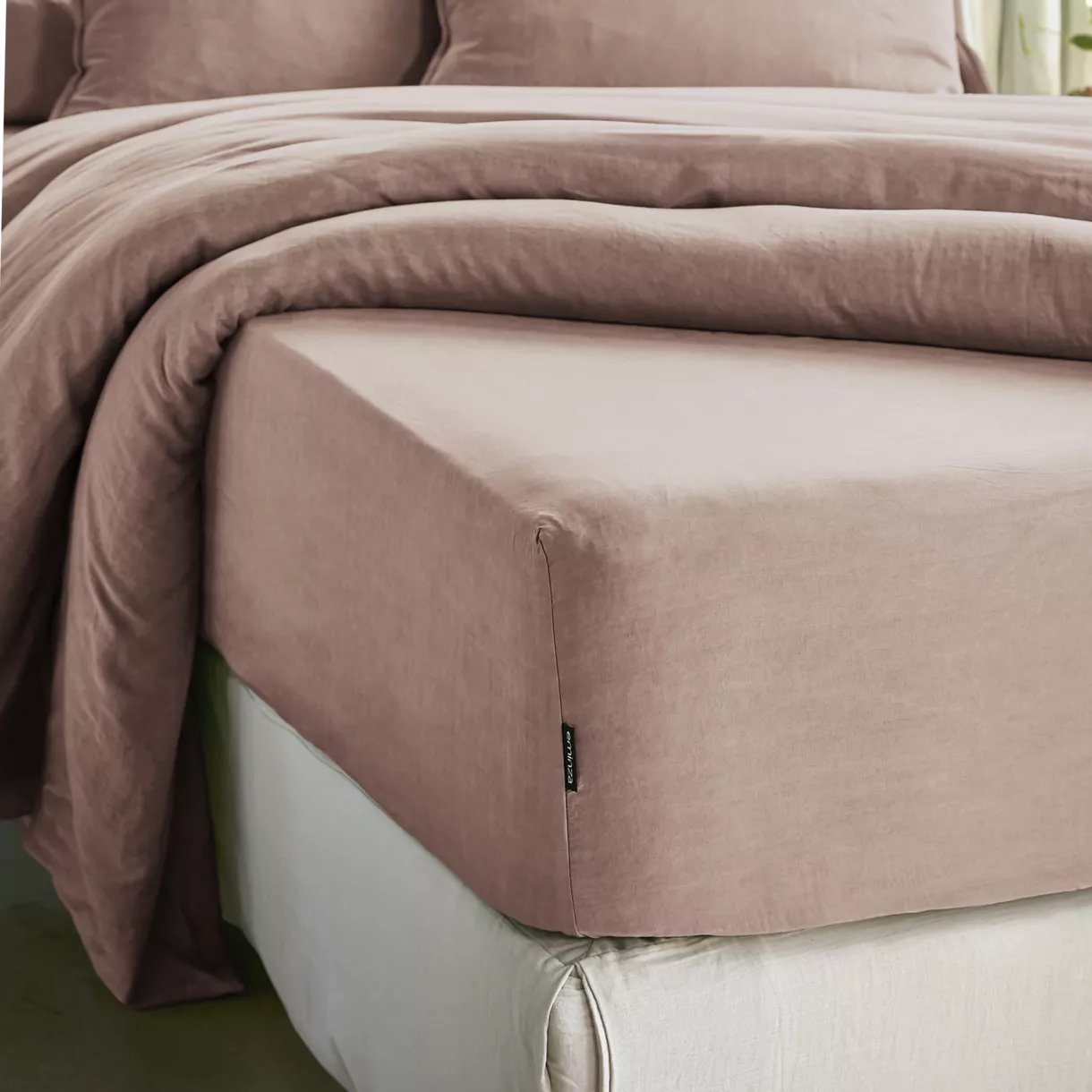 Hoeslaken gewassen TENCEL™ Lyocell (160 x 200 cm) Olivia Poederroze