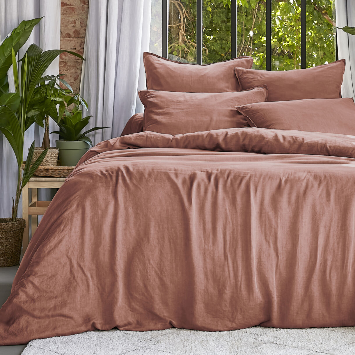 Bettbezug aus gewaschenem TENCEL™ Lyocell (240 x 220 cm) Olivia Terrakotta