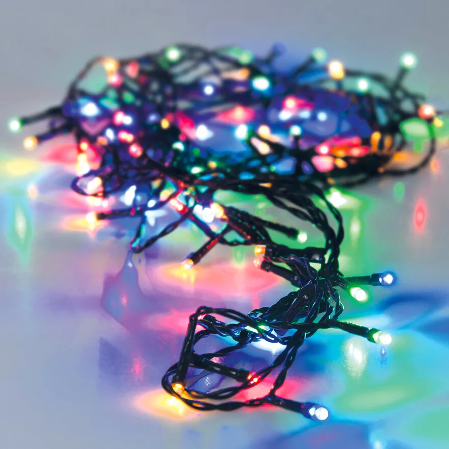 Guirlande lumineuse à piles 3,6 m 48 LED câble noir Luxe Multicolore