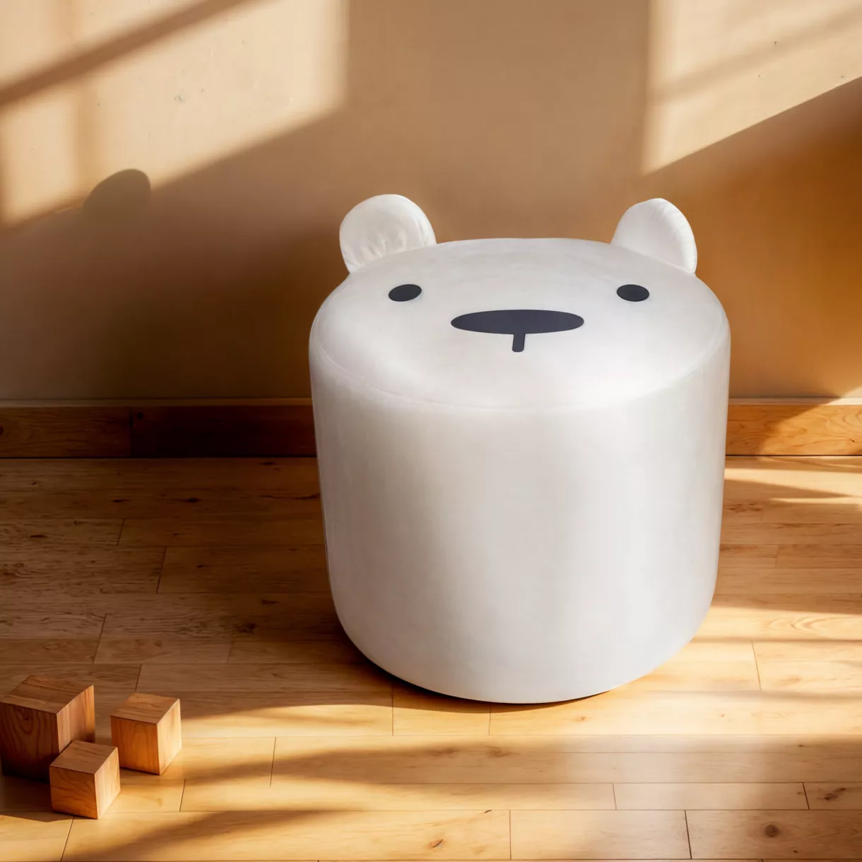 Kinderpouf (H25 cm) Ourson Weiß