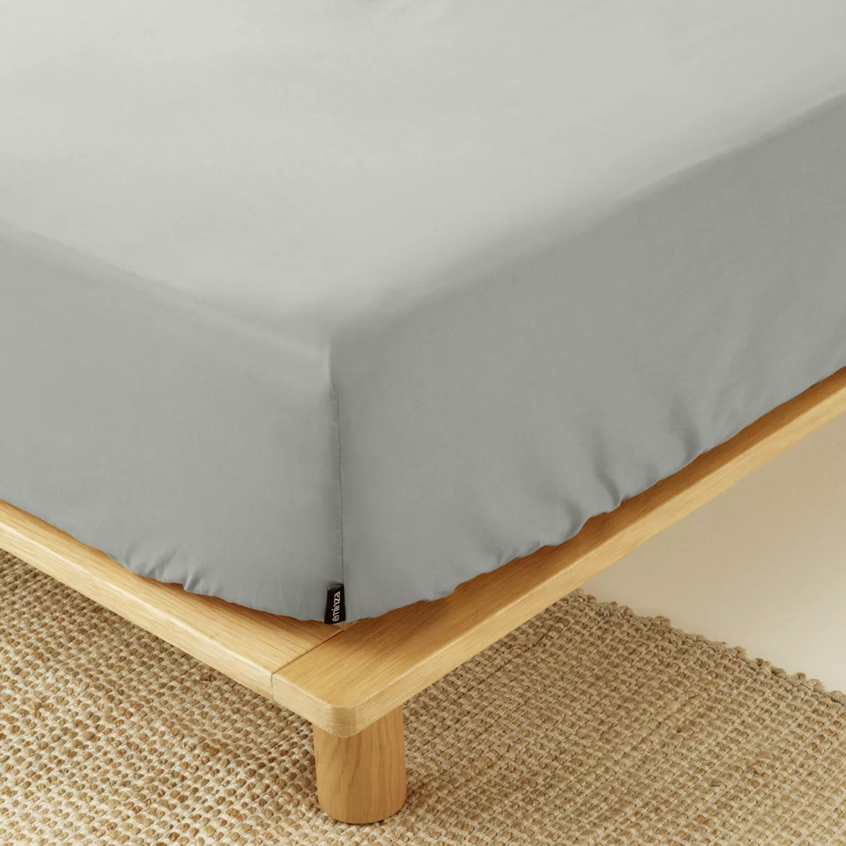 Drap housse percale de coton (90 x 200 cm) Cali Gris clair