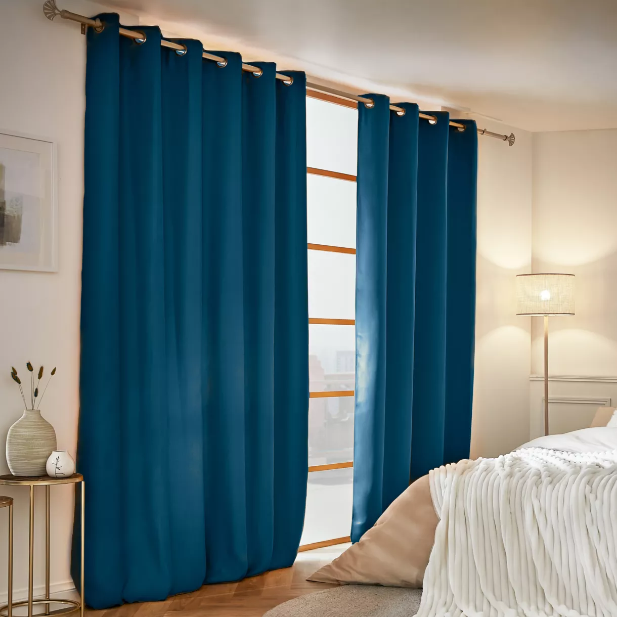 Cortina oscurecedora térmica (180 x 260 cm) Calore Azul petróleo