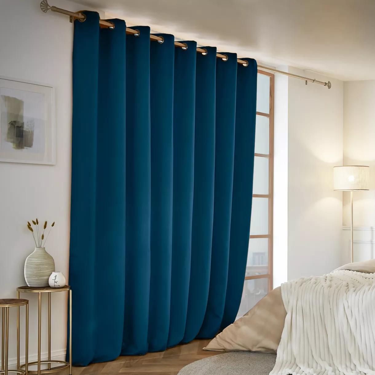 Cortina oscurecedora térmica (280 x 260 cm) Calore Azul petróleo