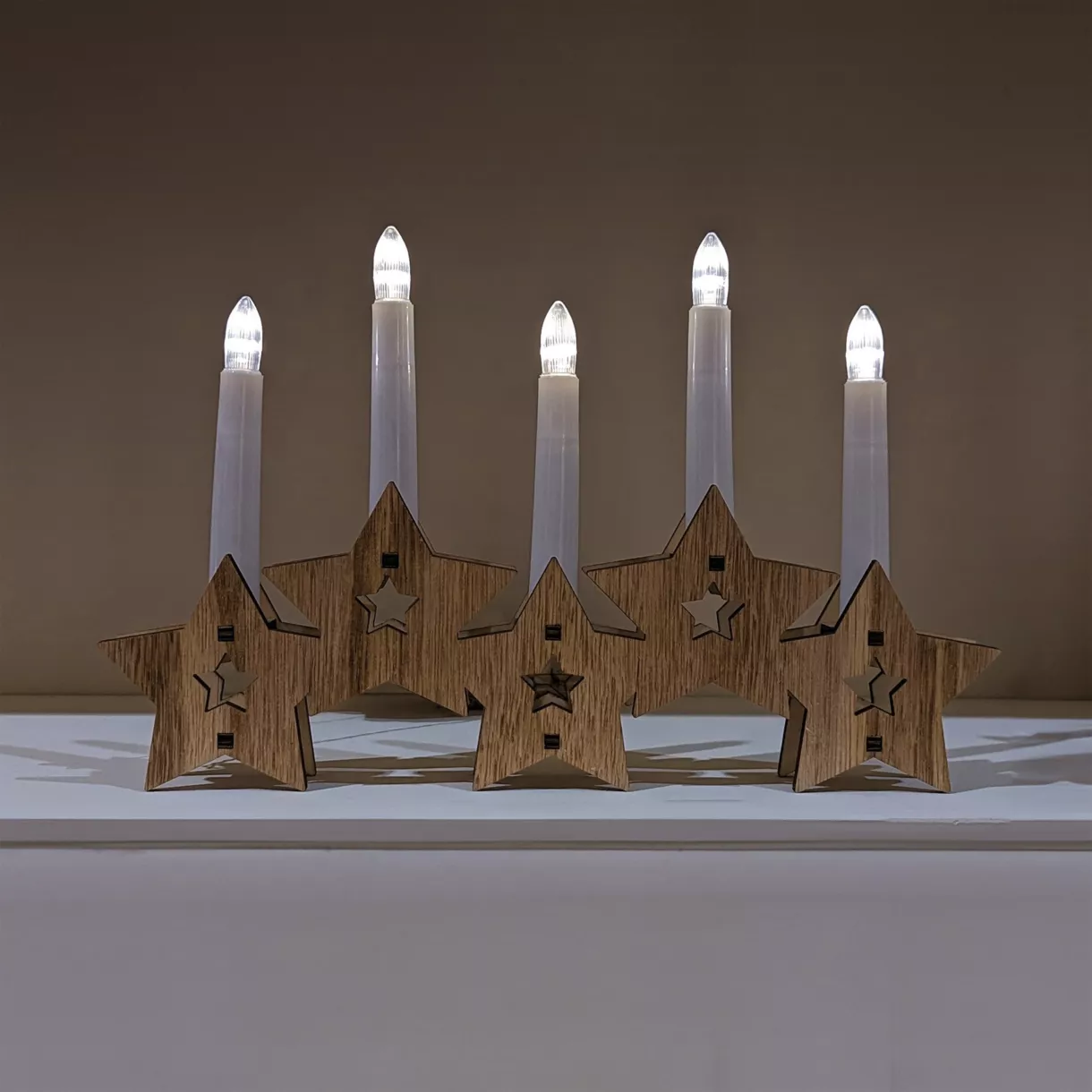  Decoración de velas estrellas con pilas con luz Blanco cálido 5 LED