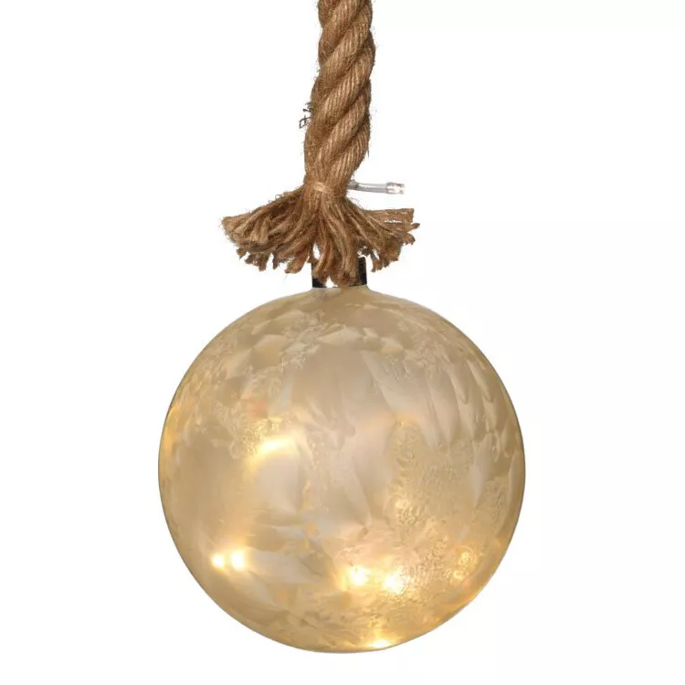 Suspension lumineuse à piles 24 LED (D15 cm) Boule glacée Blanc chaud