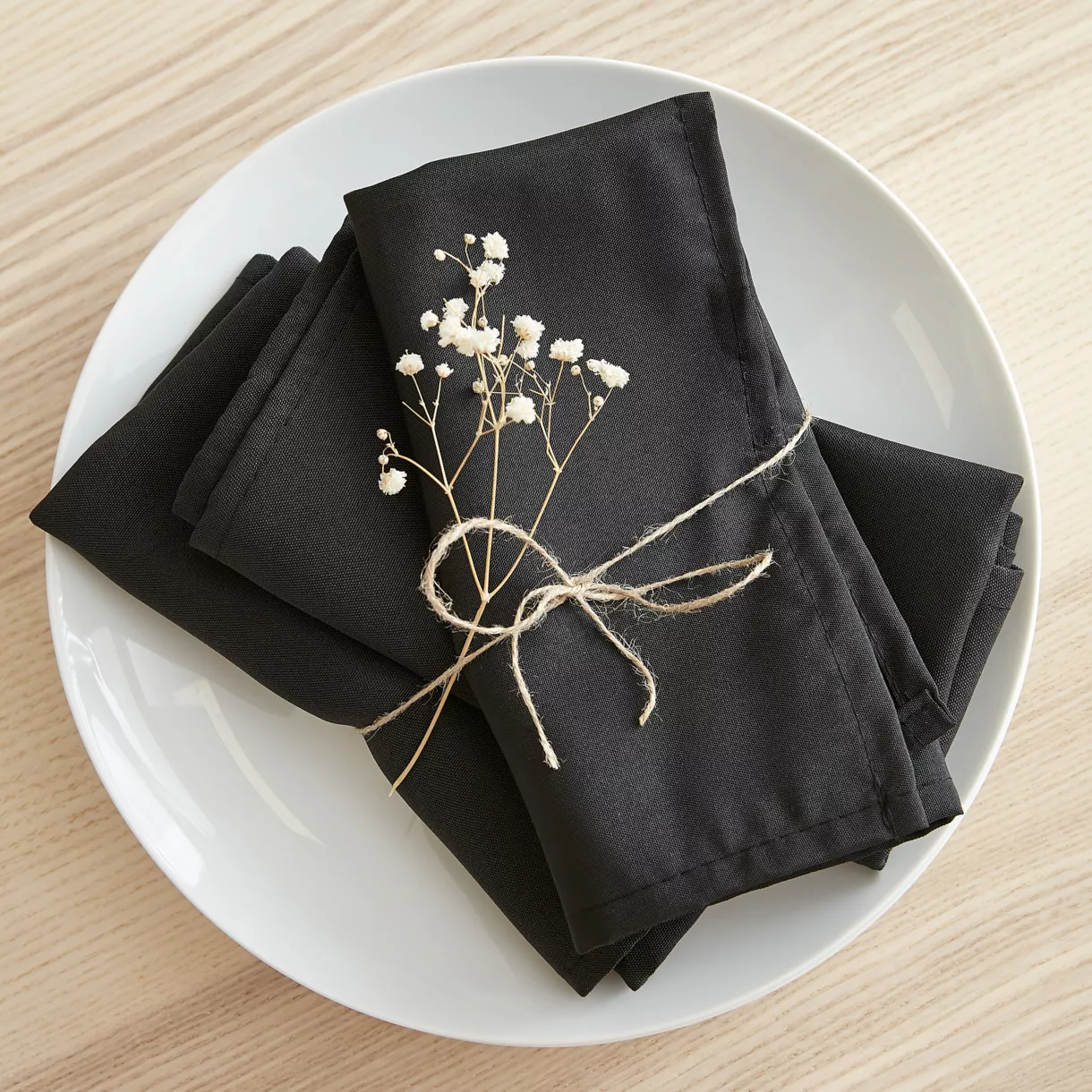 Lot de 3 serviettes de table polyester (40 x 40 cm) Elise Noires