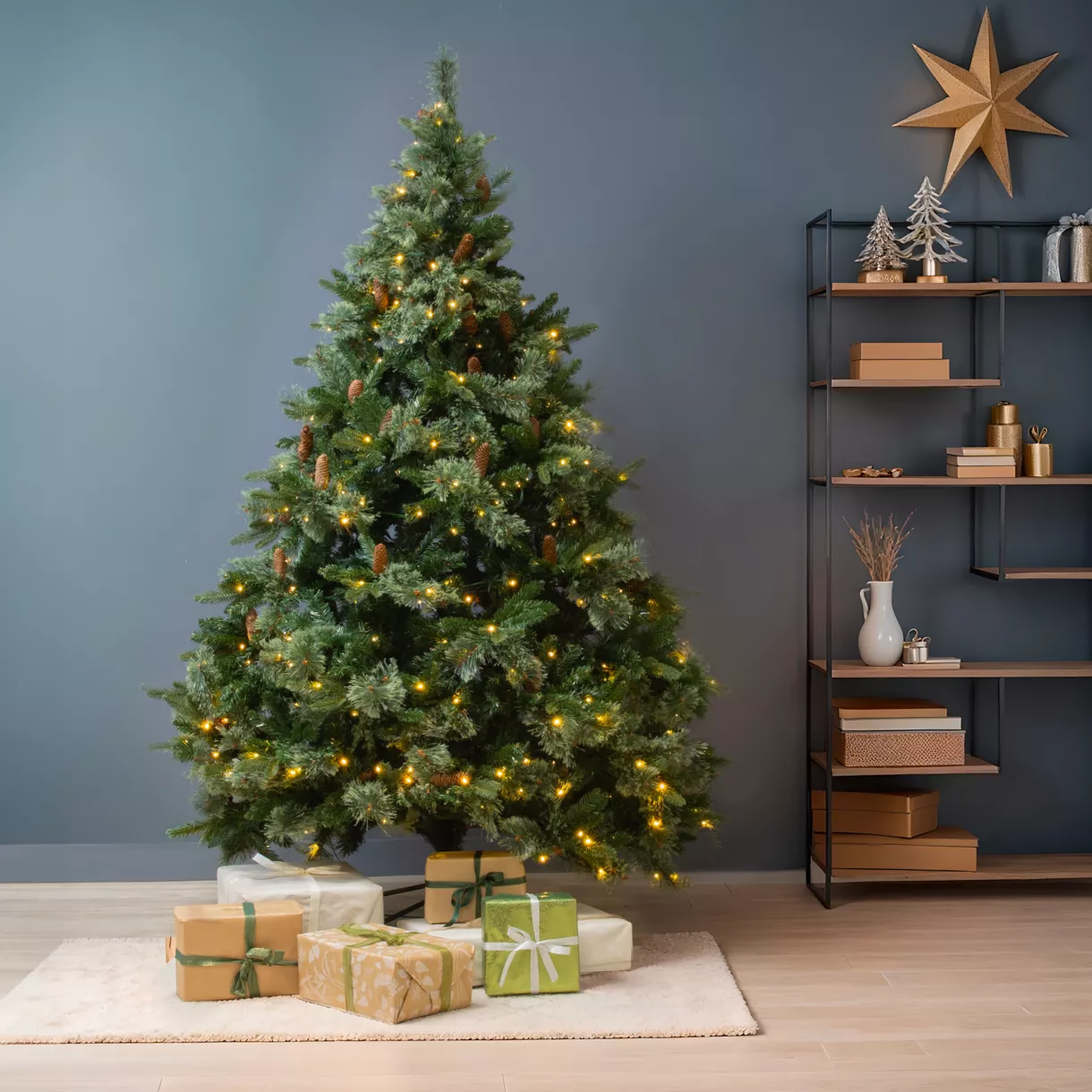Verlichte Kunstkerstboom H180 cm Washington Luxe Groen spar