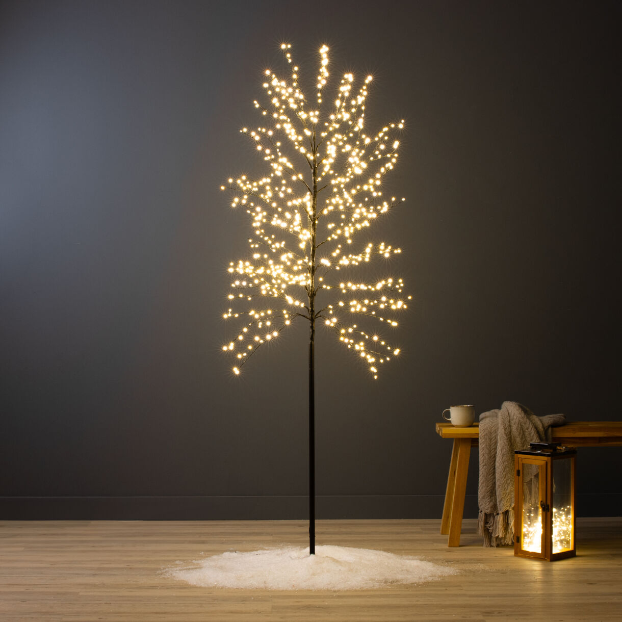 Verlichte boom 720 LED (H180 cm) Holly Plataan Zwart/warm wit