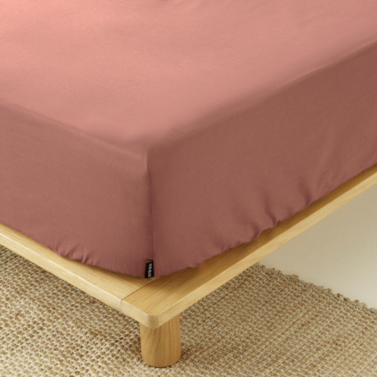 Drap housse percale de coton (140 x 190 cm) Cali Bois de rose