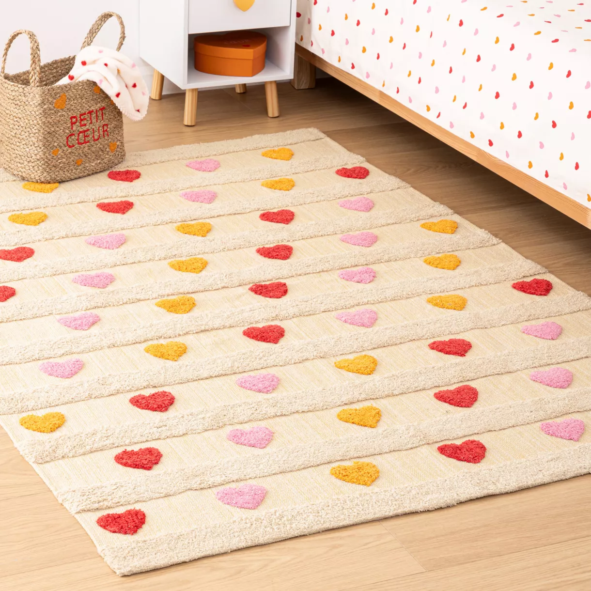 Tapis antidérapant enfant coton (120 x 170 cm) Amour Multicolore