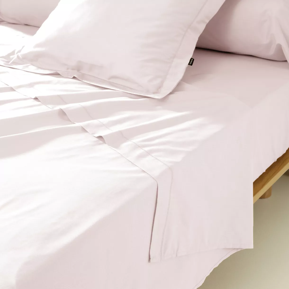 Drap plat percale de coton (240 x 300 cm) Cali Rose poudré