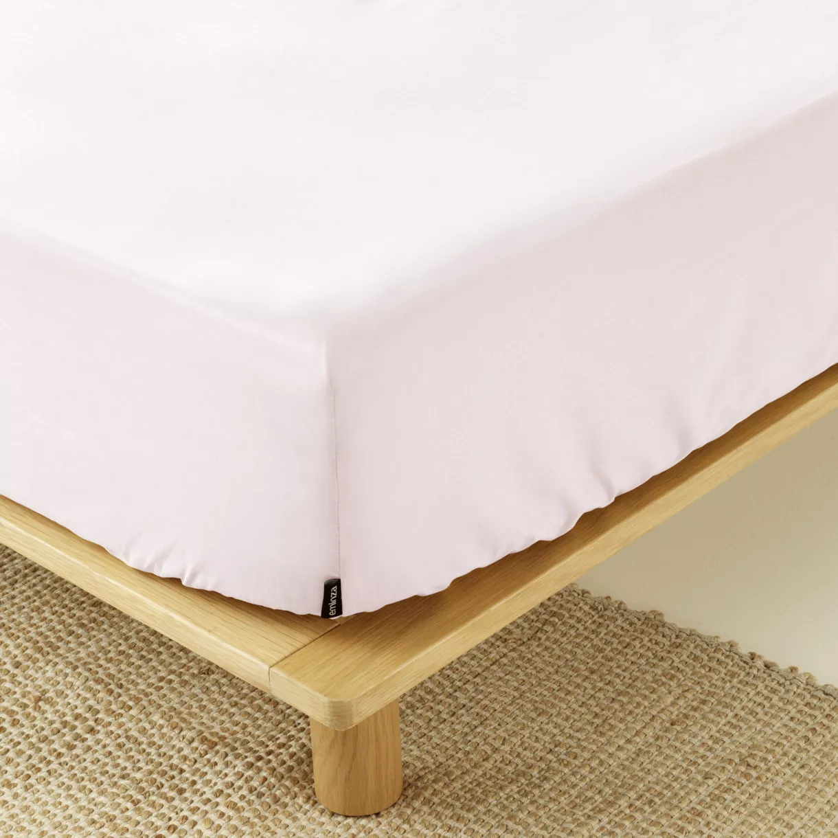 Sábana bajera en percal de algodón (90 cm) Cali Rosa pálido