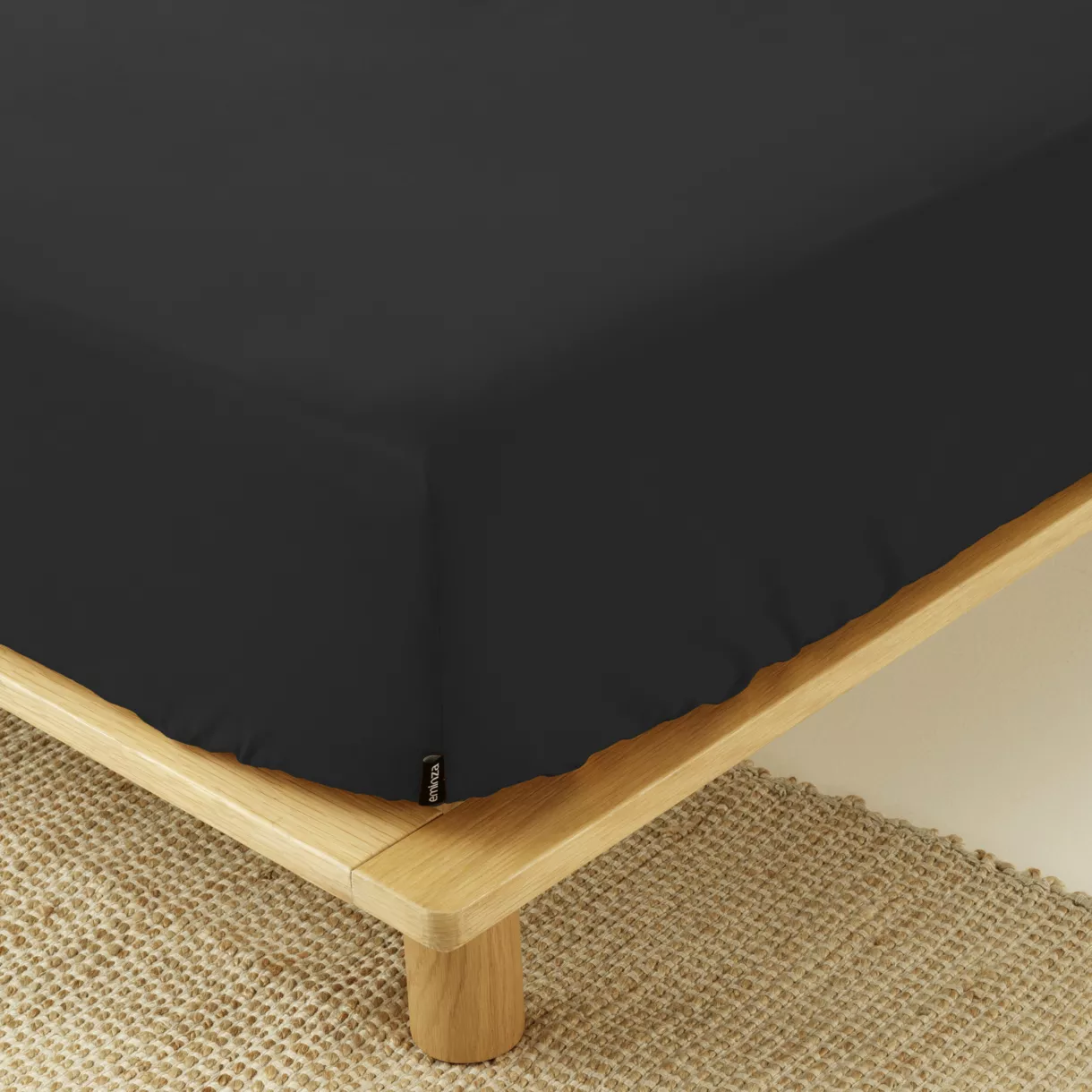 Drap housse percale de coton (90 x 190 cm) Cali Noir
